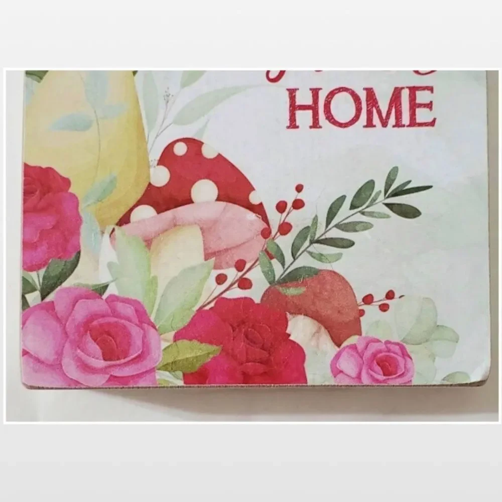 New White Floral Motivational Home Wood Box Sign Décor